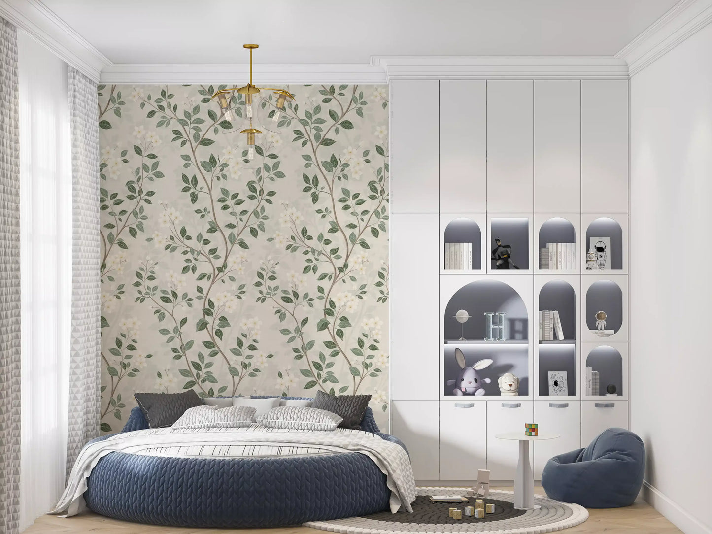 Serene Jasmine Branches Botanical Wallpaper Wallpaper⁠