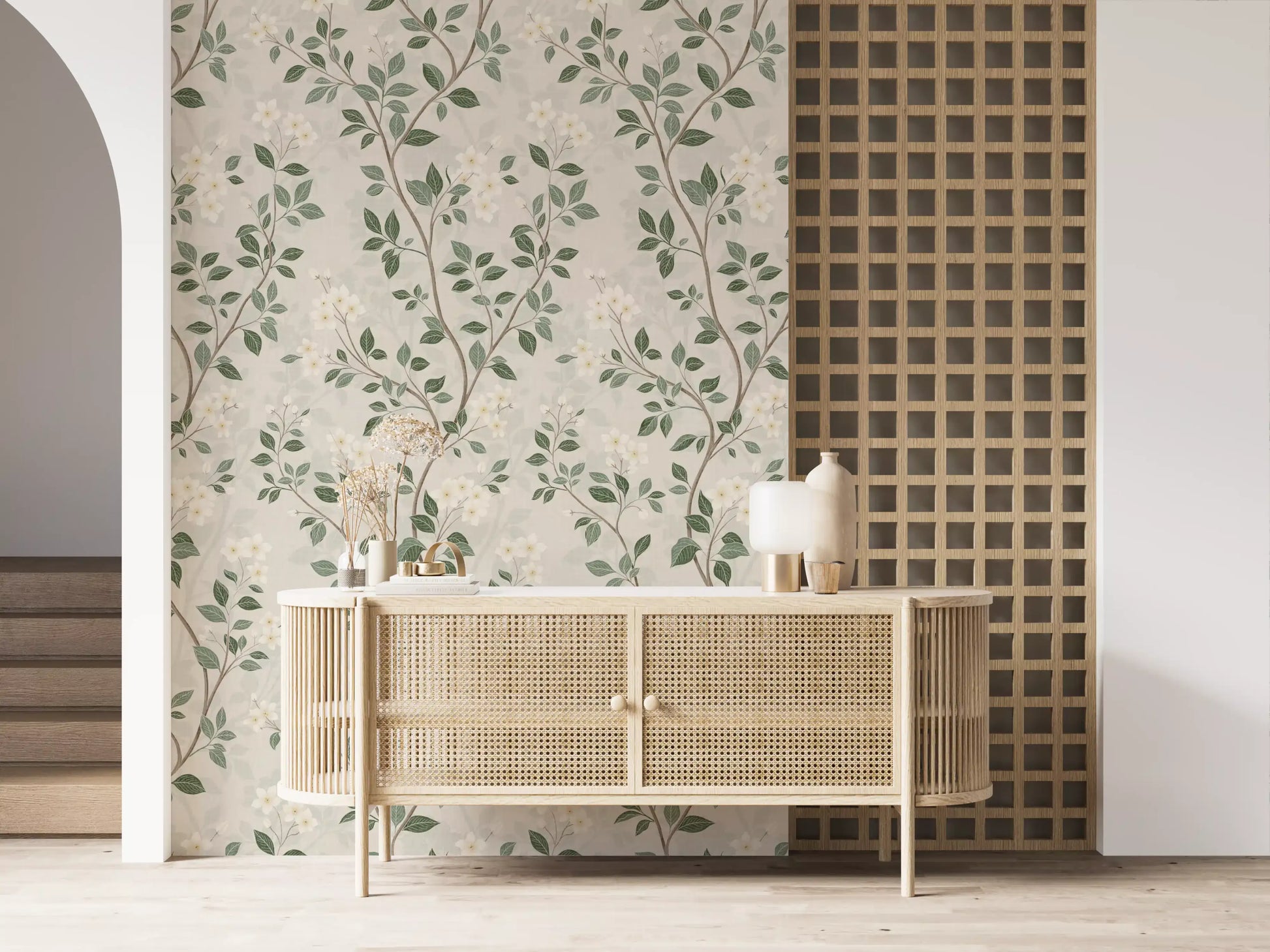Serene Jasmine Branches Botanical Wallpaper Wallpaper⁠