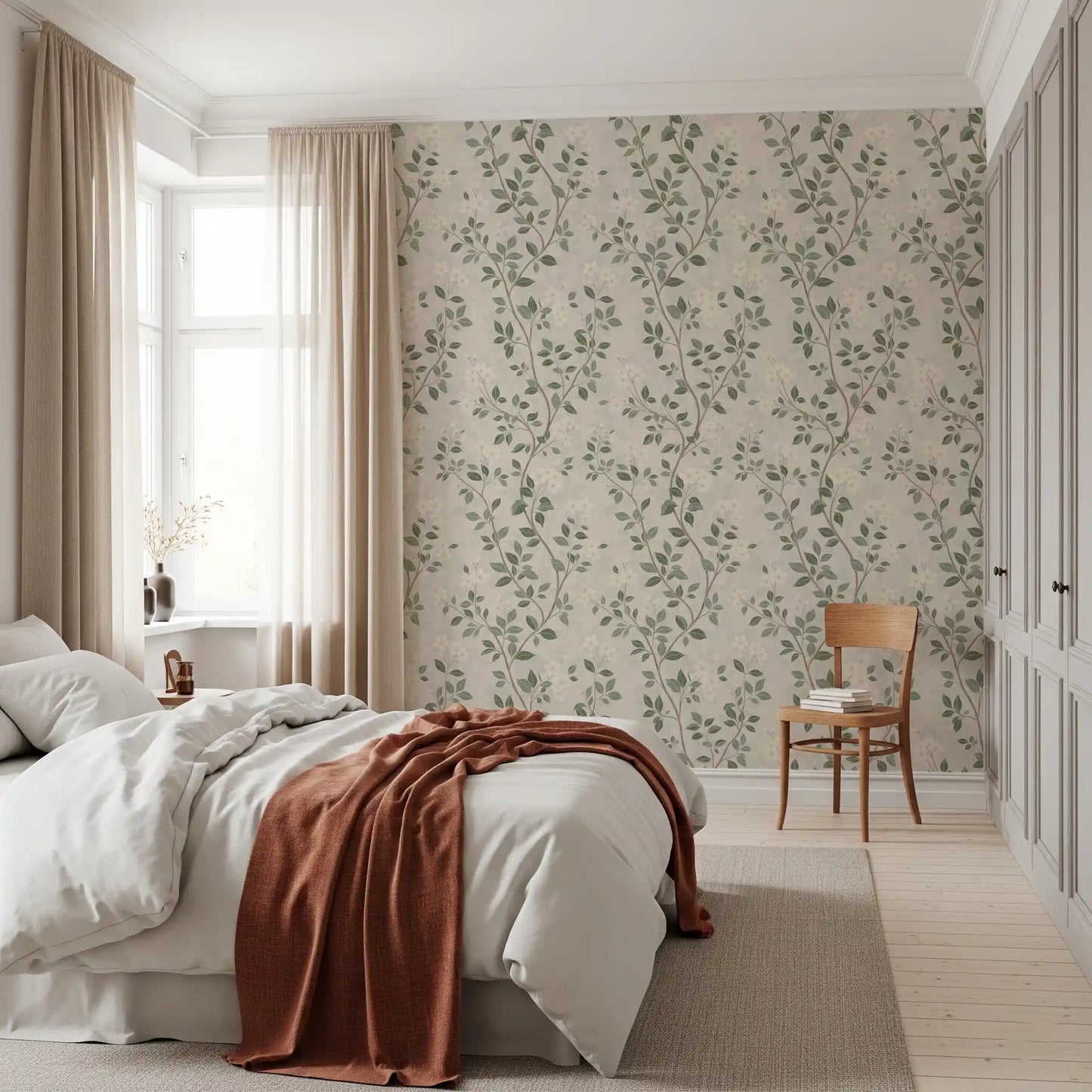 Serene Jasmine Branches Botanical Wallpaper Wallpaper⁠