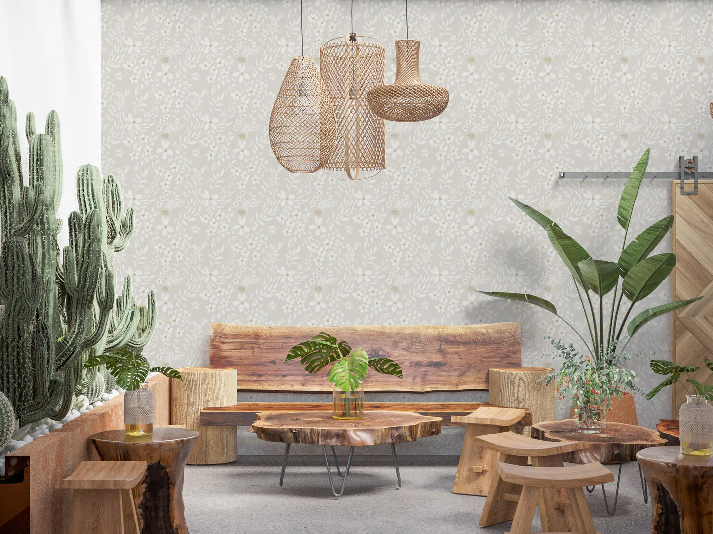 Delicate Meadow Silhouette Neutral Wallpaper Wallpaper⁠