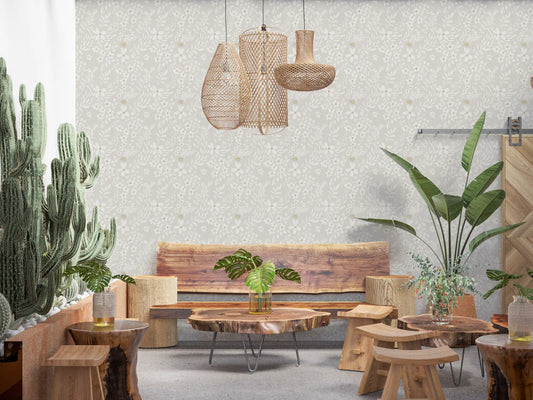Delicate Meadow Silhouette Neutral Wallpaper Wallpaper⁠