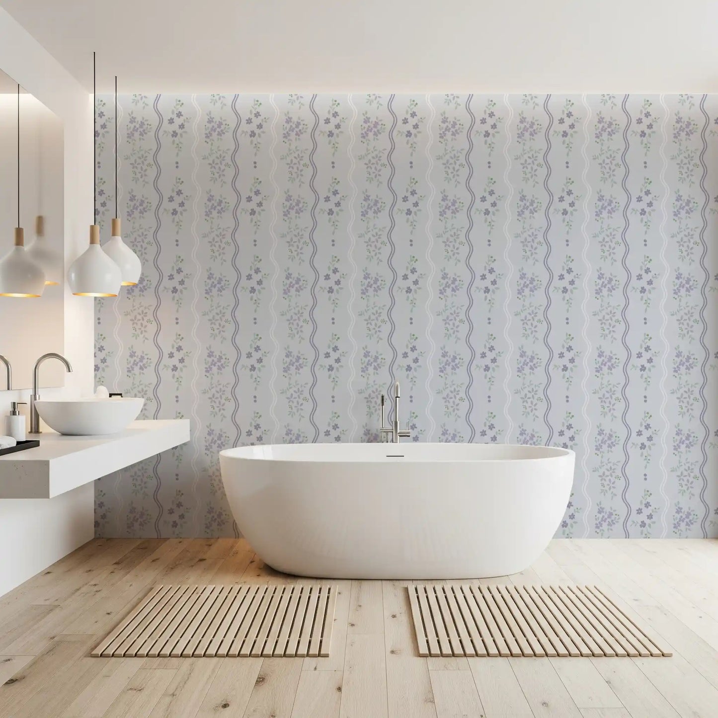 Vintage Lavender Trails Floral Wallpaper Wallpaper⁠