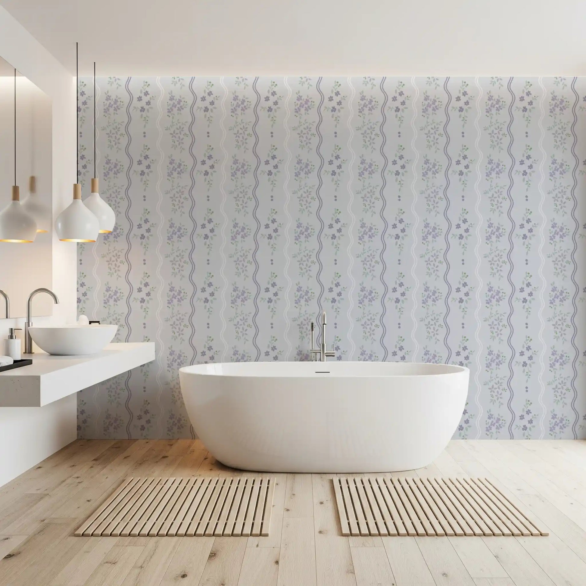 Vintage Lavender Trails Floral Wallpaper Wallpaper⁠