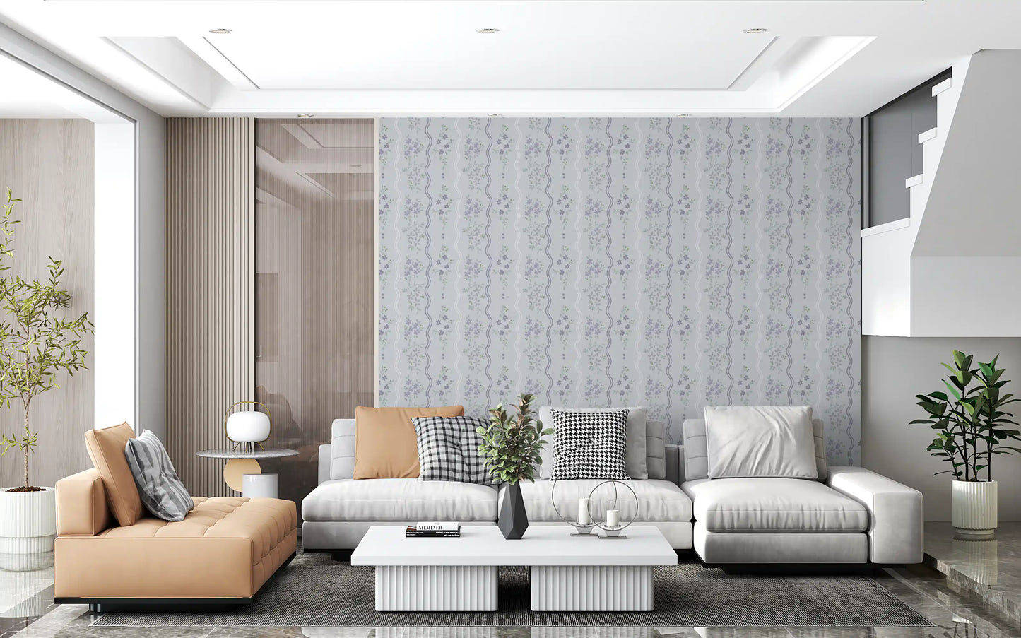 Vintage Lavender Trails Floral Wallpaper Wallpaper⁠