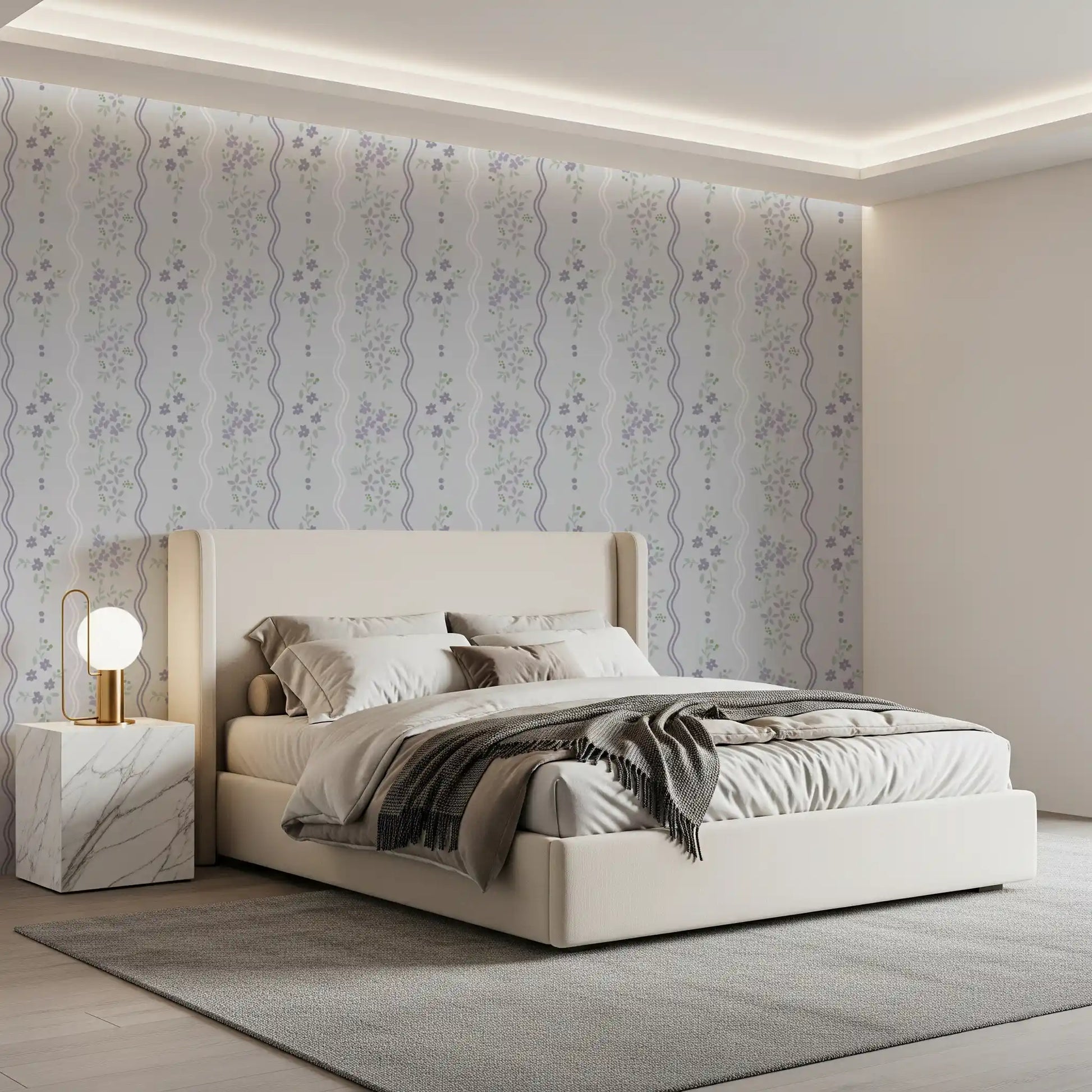 Vintage Lavender Trails Floral Wallpaper Wallpaper⁠