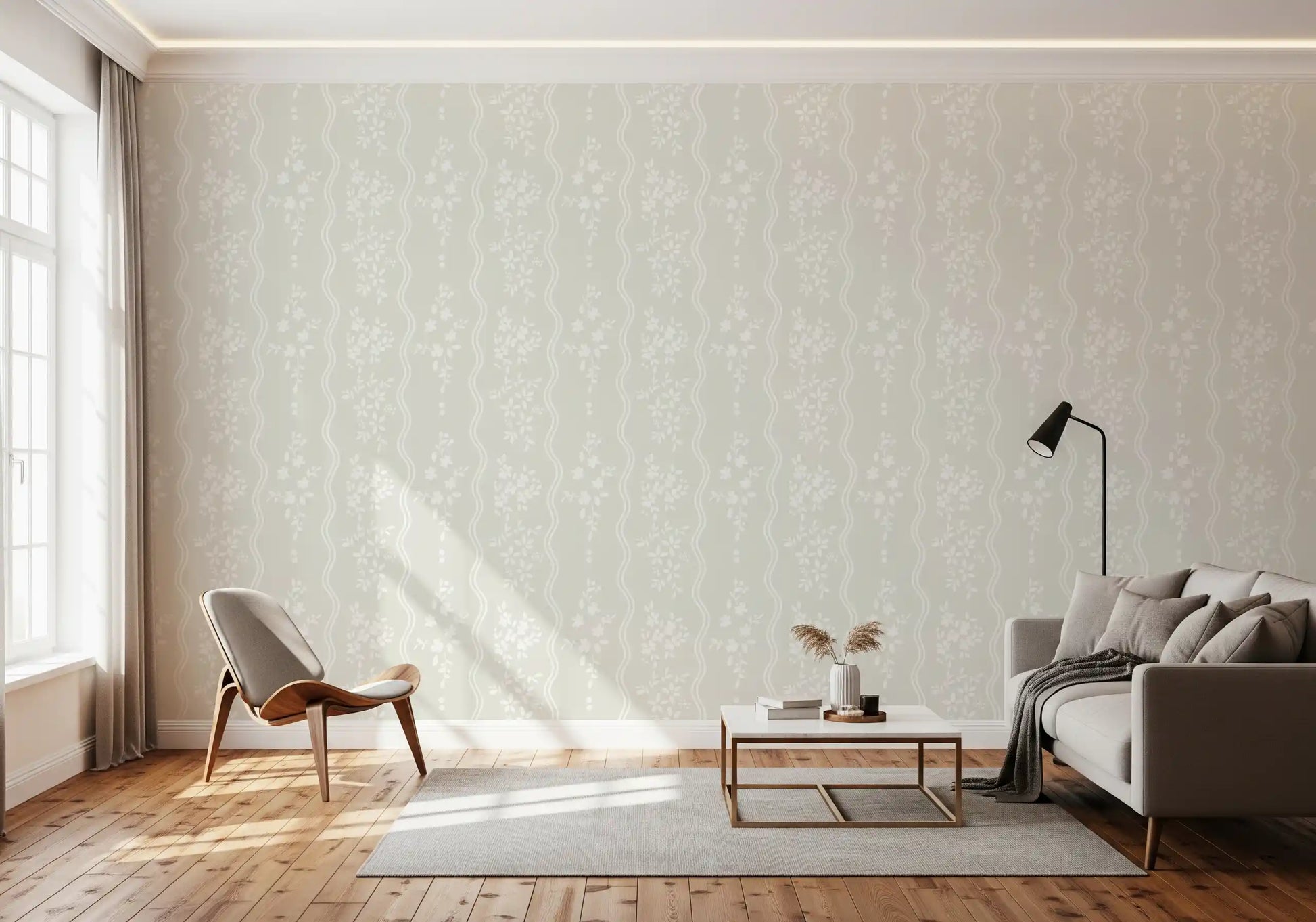 Serene Nordic Meadows Beige Wallpaper Wallpaper⁠