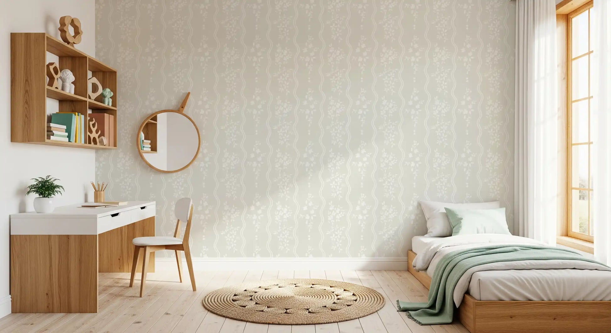 Serene Nordic Meadows Beige Wallpaper Wallpaper⁠