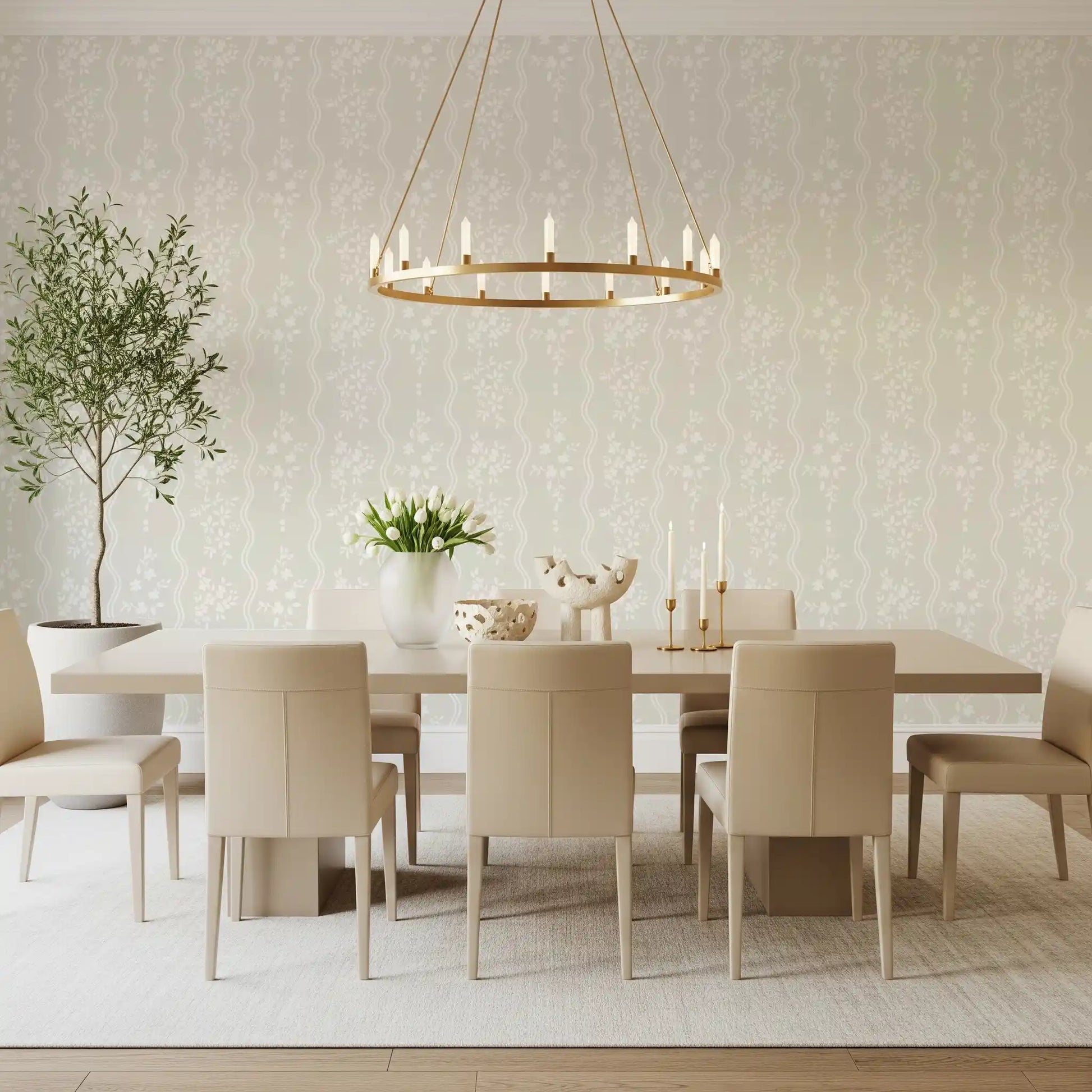 Serene Nordic Meadows Beige Wallpaper Wallpaper⁠