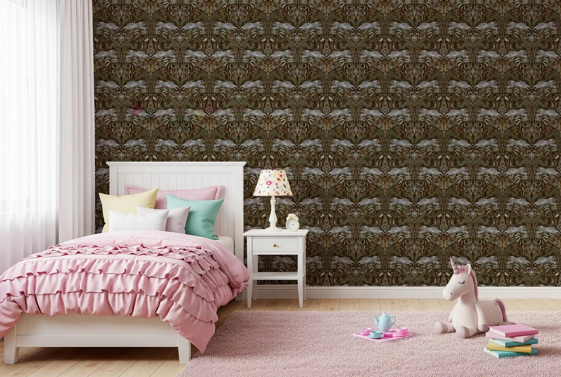 Enchanted Forest Lynx Tapestry Wallpaper Wallpaper⁠