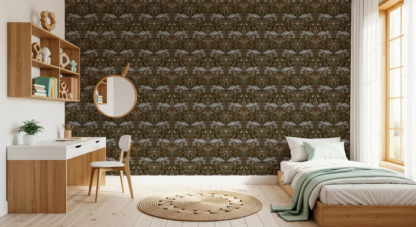 Enchanted Forest Lynx Tapestry Wallpaper Wallpaper⁠