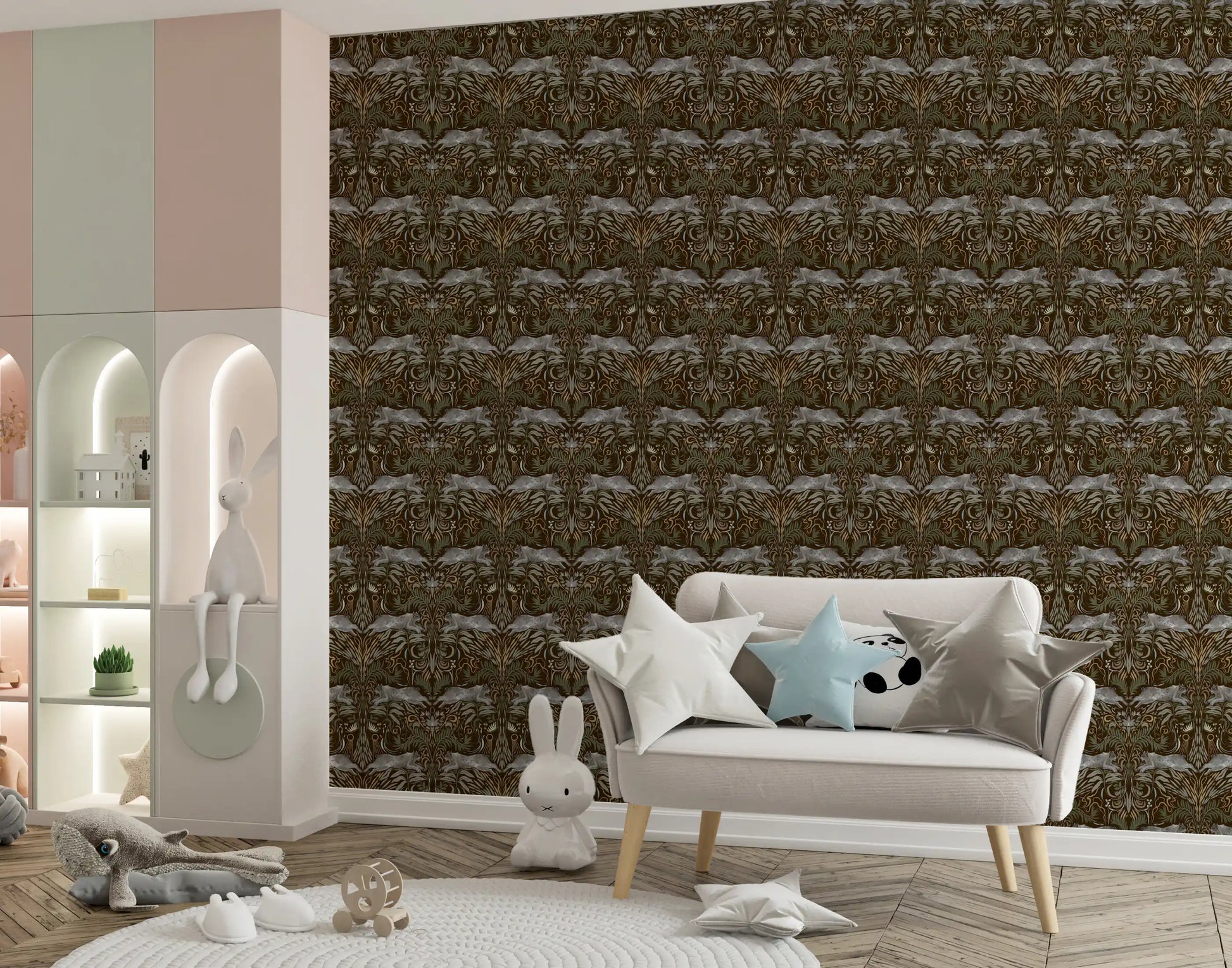 Enchanted Forest Lynx Tapestry Wallpaper Wallpaper⁠
