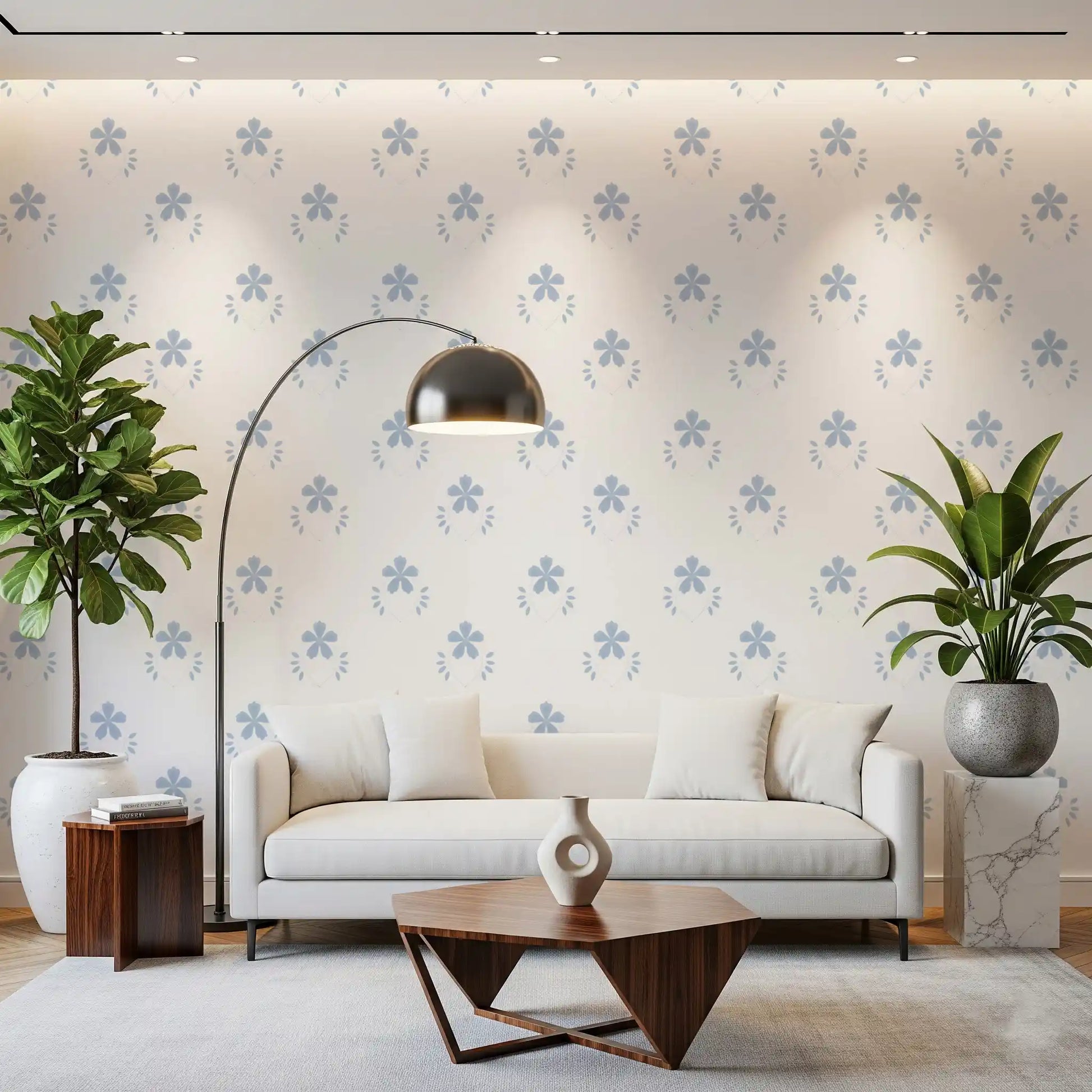 Serene Scandi Blue Blossom Wallpaper Wallpaper⁠