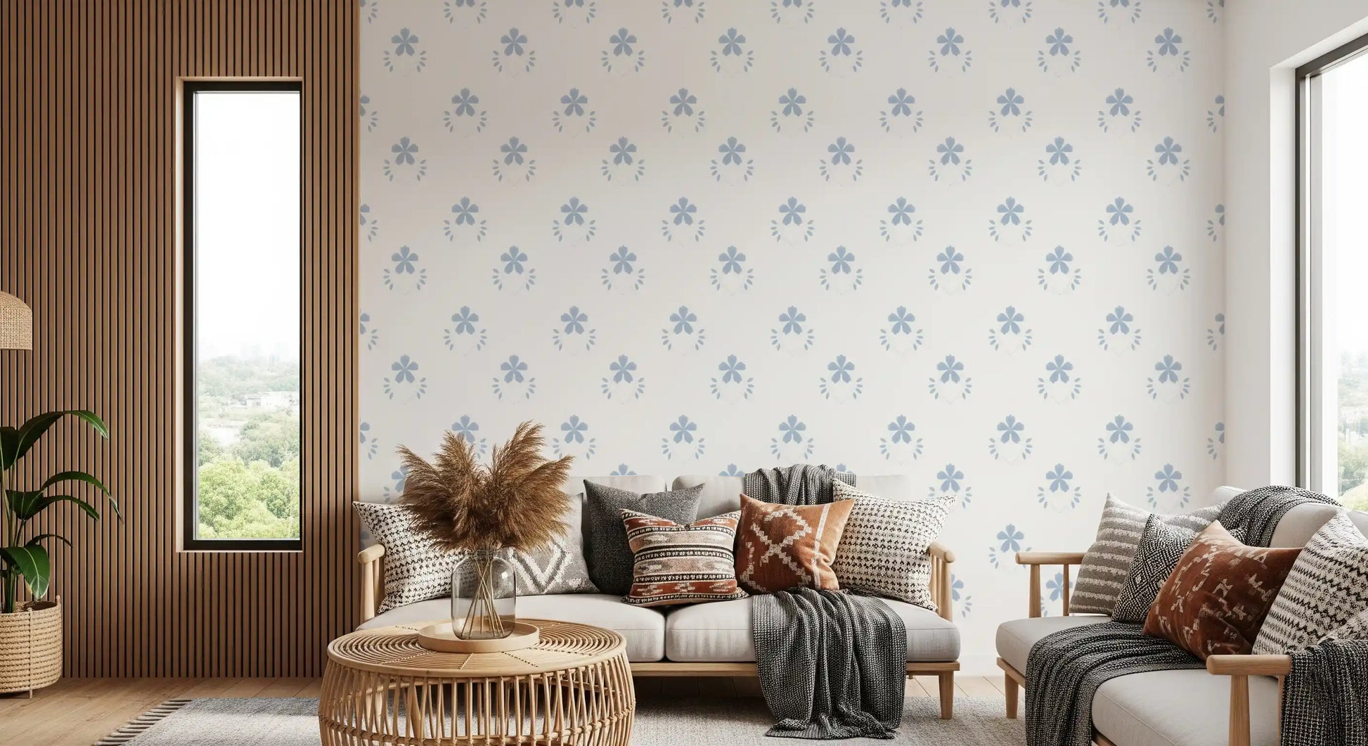 Serene Scandi Blue Blossom Wallpaper Wallpaper⁠