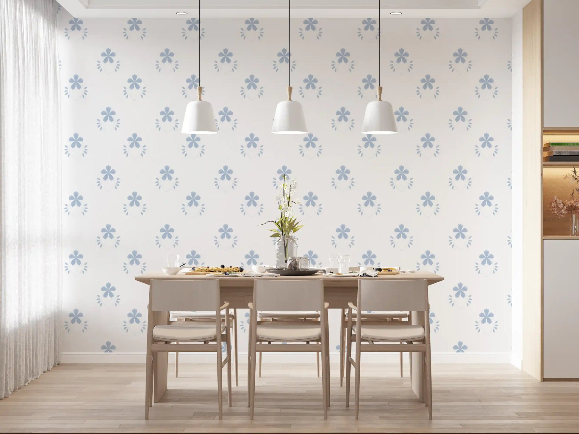 Serene Scandi Blue Blossom Wallpaper Wallpaper⁠