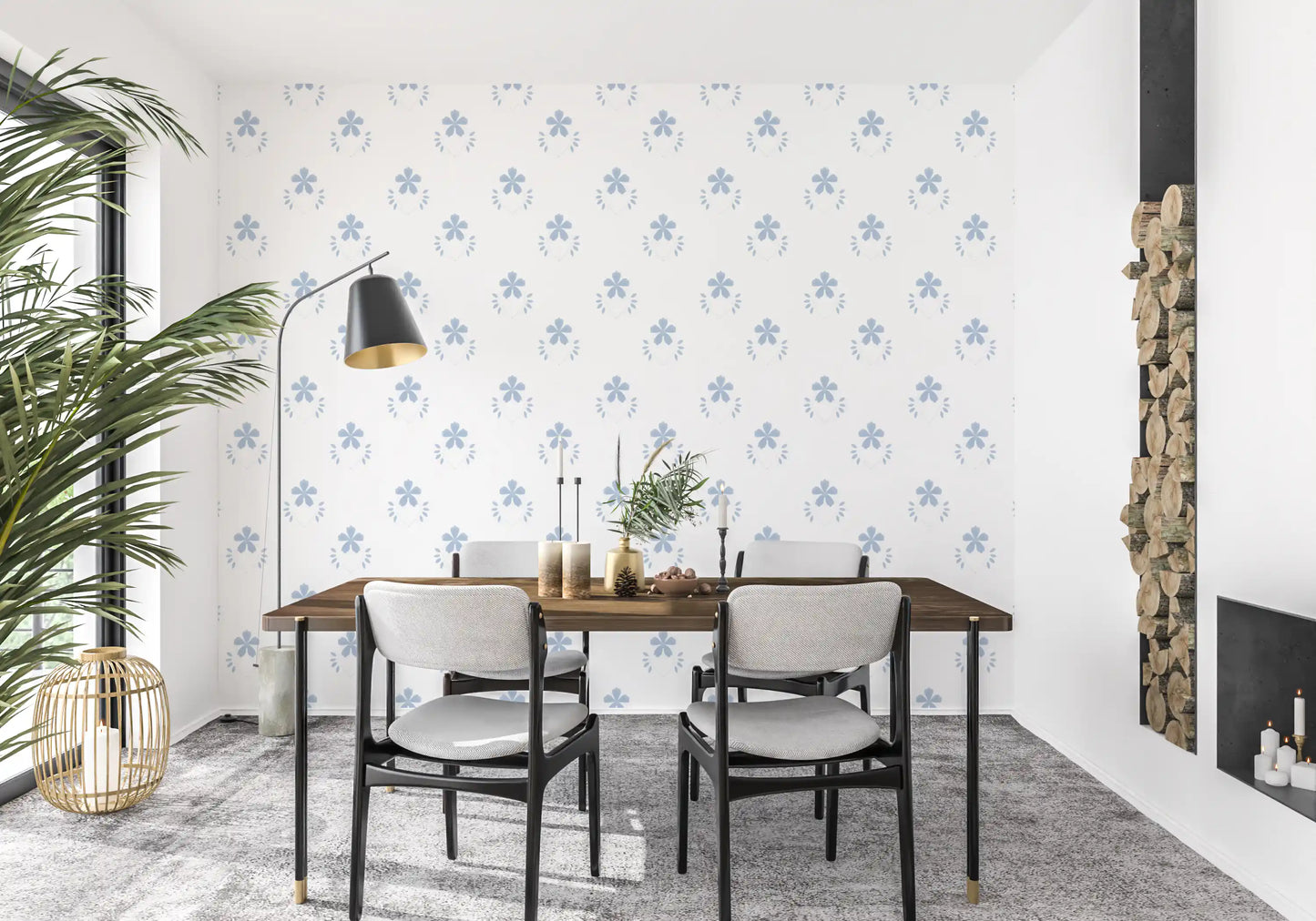 Serene Scandi Blue Blossom Wallpaper Wallpaper⁠