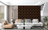 Crimson Folk Art Floral Stripe Wallpaper Wallpaper⁠