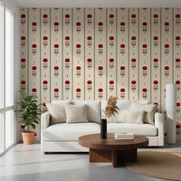 Vintage Heritage Red Floral Stripe Wallpaper Wallpaper⁠