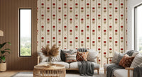 Vintage Heritage Red Floral Stripe Wallpaper Wallpaper⁠