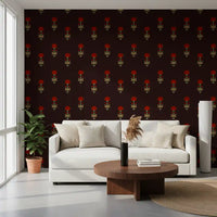 Crimson Mughal Blooms Wallpaper Wallpaper⁠