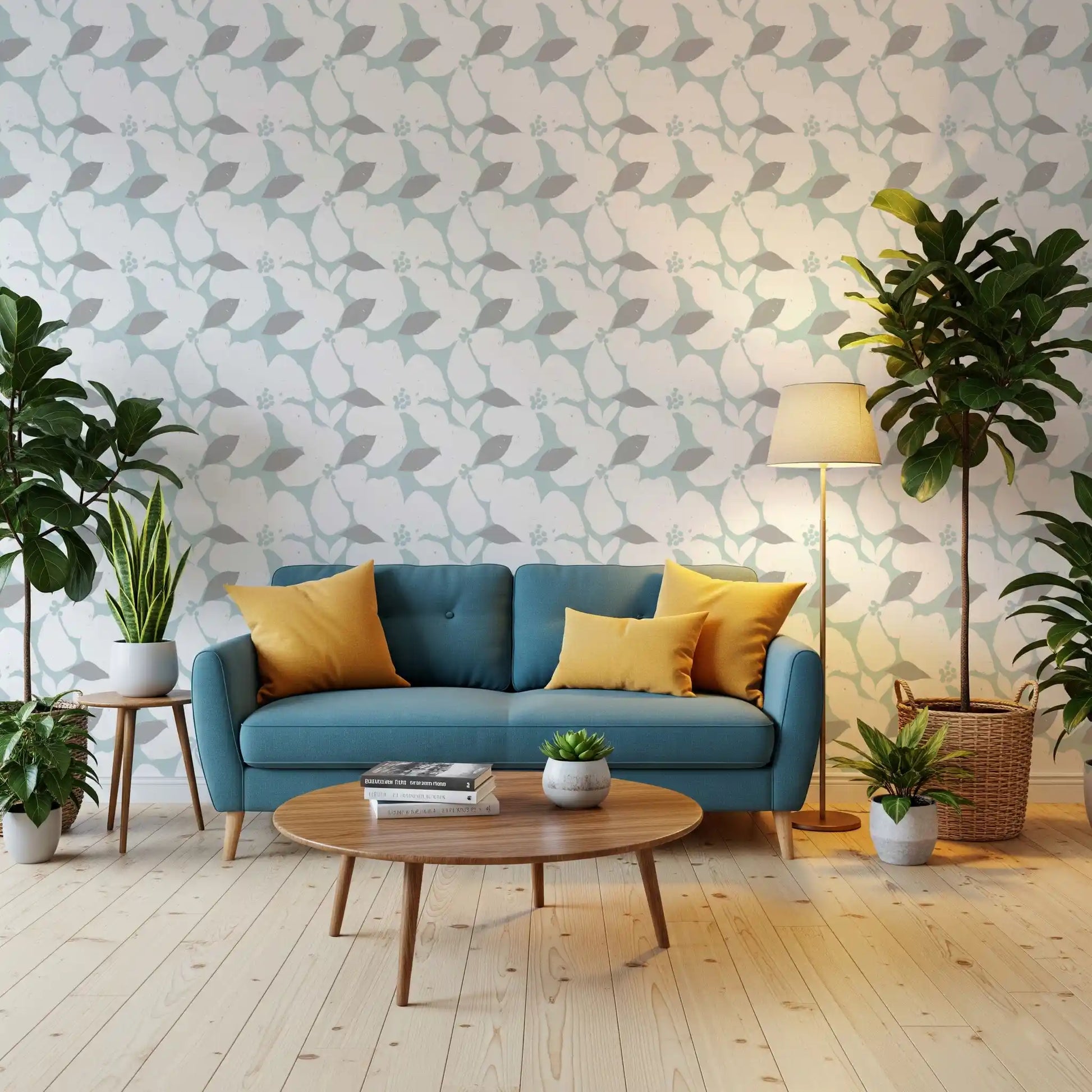 Pale Blue Pastel Bloom Floral Wallpaper Wallpaper⁠