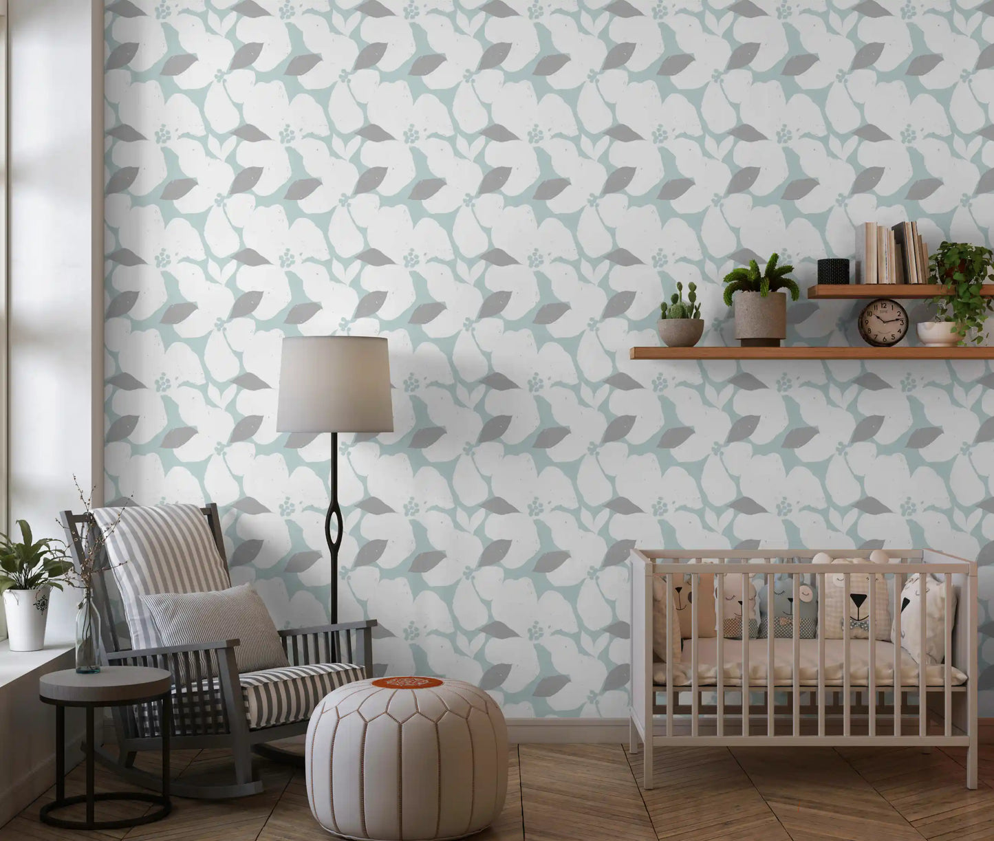 Pale Blue Pastel Bloom Floral Wallpaper Wallpaper⁠