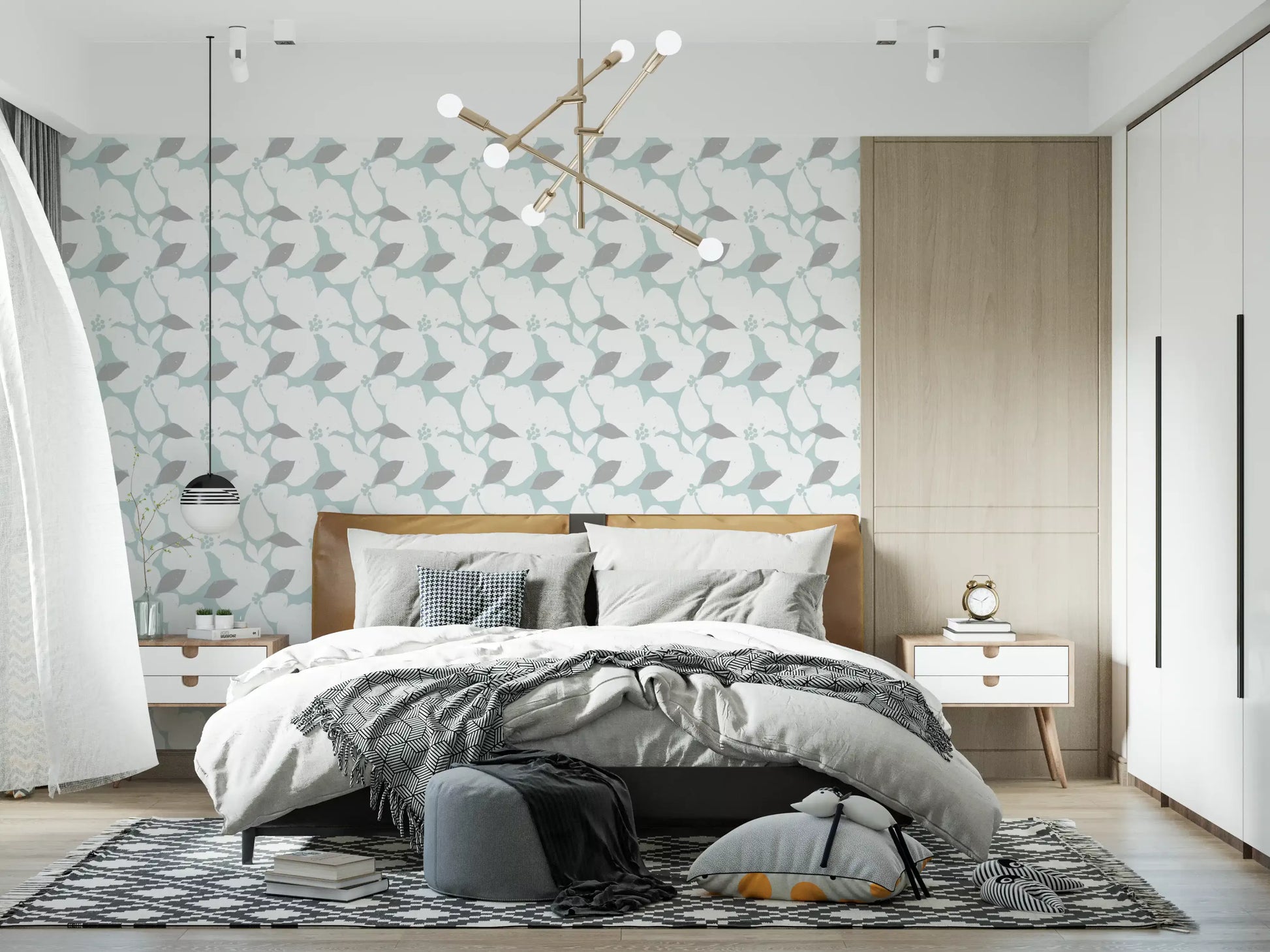 Pale Blue Pastel Bloom Floral Wallpaper Wallpaper⁠