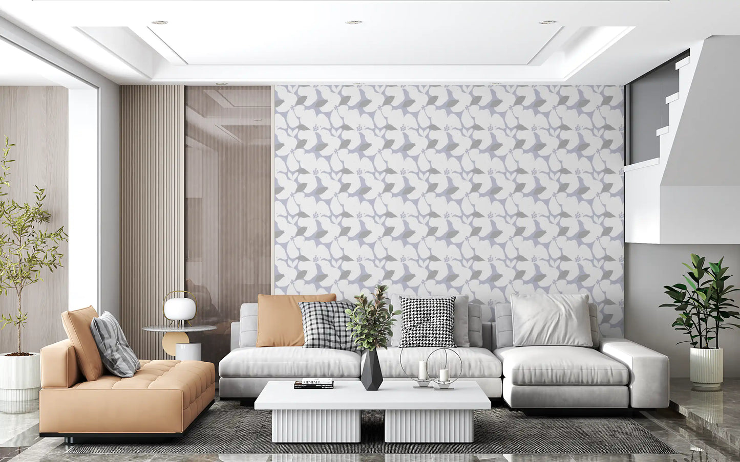 Nordic Blossom Soft Periwinkle Wallpaper Wallpaper⁠