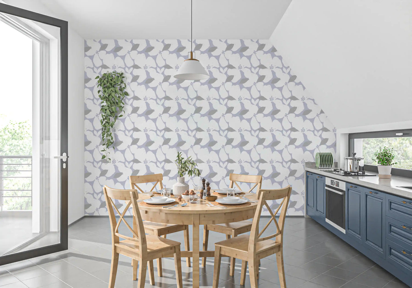 Nordic Blossom Soft Periwinkle Wallpaper Wallpaper⁠