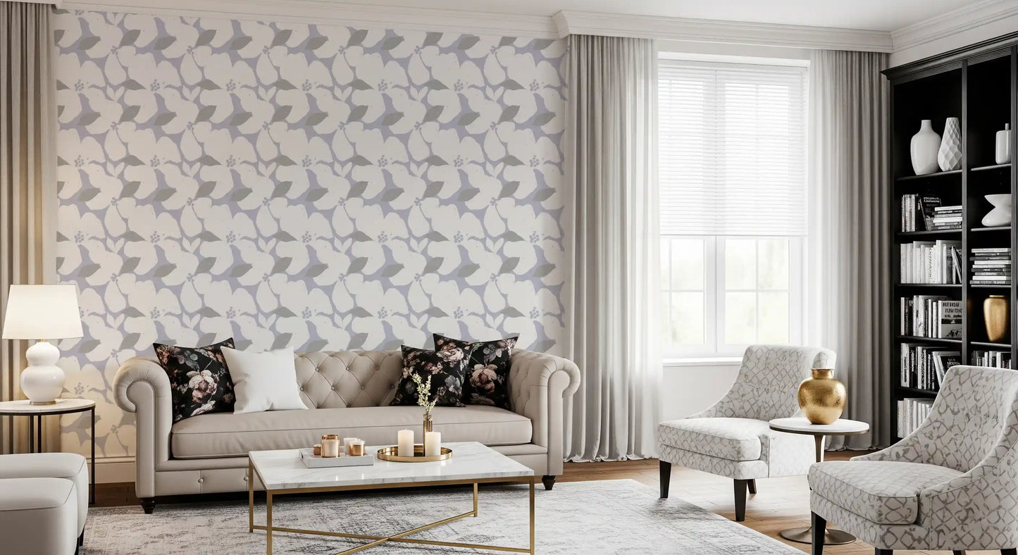 Nordic Blossom Soft Periwinkle Wallpaper Wallpaper⁠