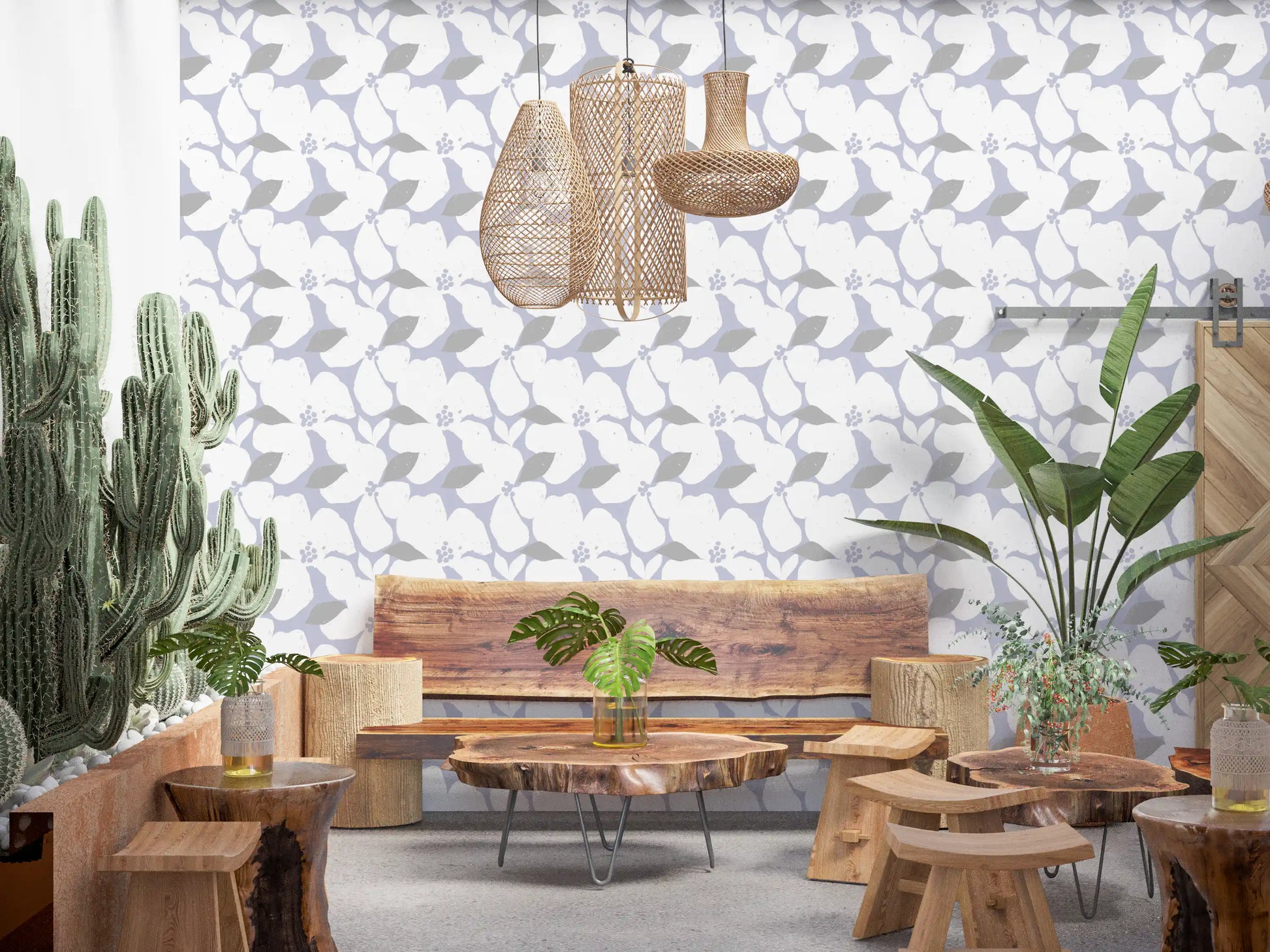 Nordic Blossom Soft Periwinkle Wallpaper Wallpaper⁠