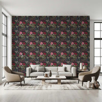 Enchanted Midnight Folk Floral Wallpaper Wallpaper⁠