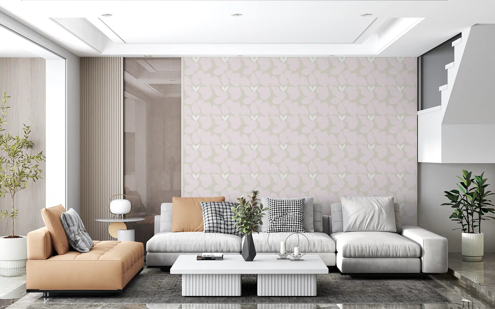 Serene Blush Blossom Floral Wallpaper Wallpaper⁠