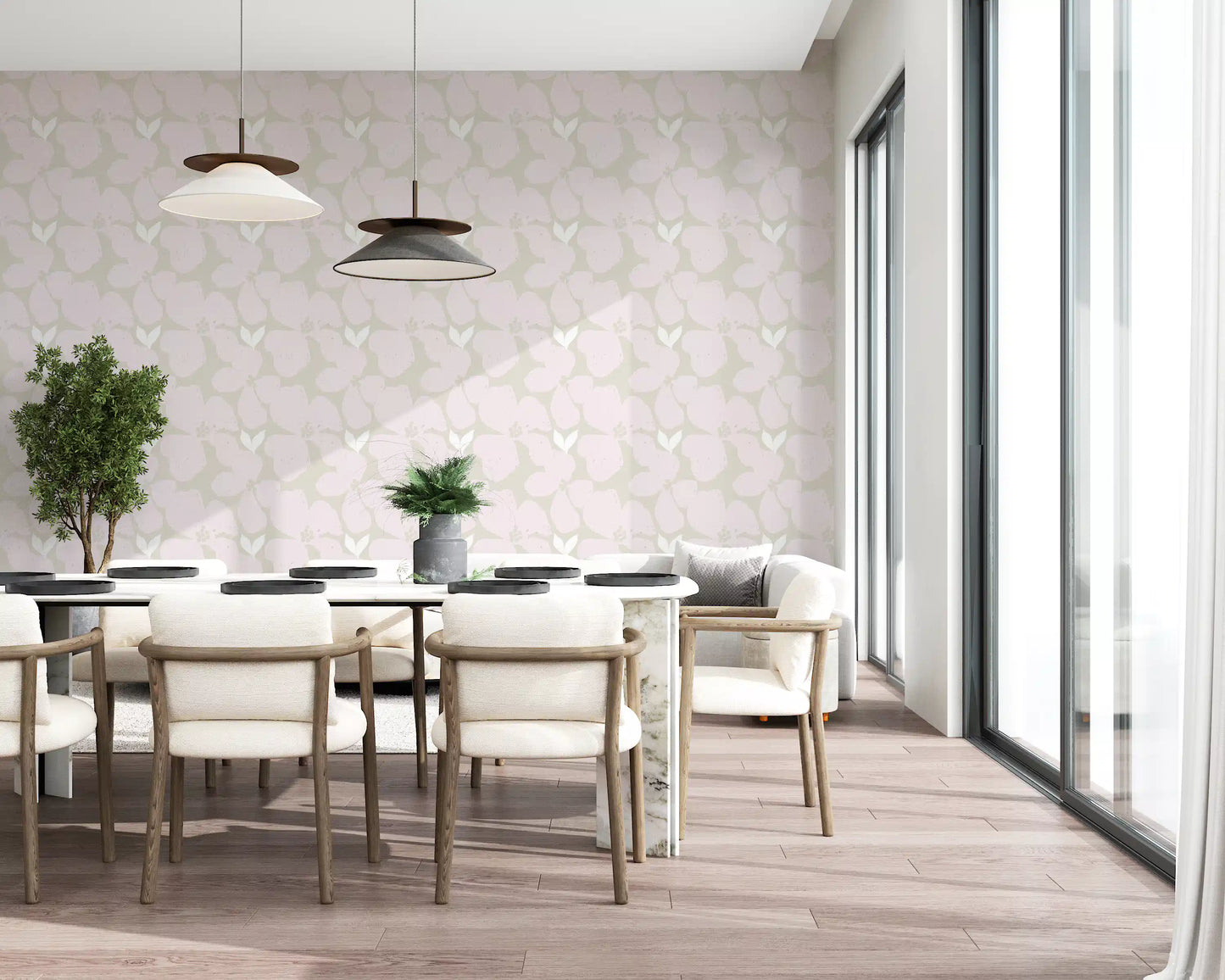 Serene Blush Blossom Floral Wallpaper Wallpaper⁠