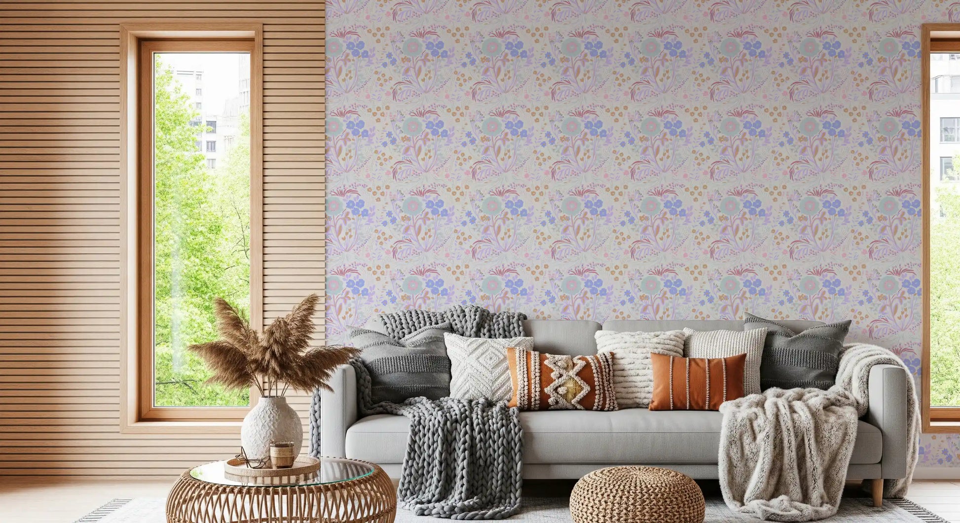 Whimsical Pastel Meadow Floral Wallpaper Wallpaper⁠
