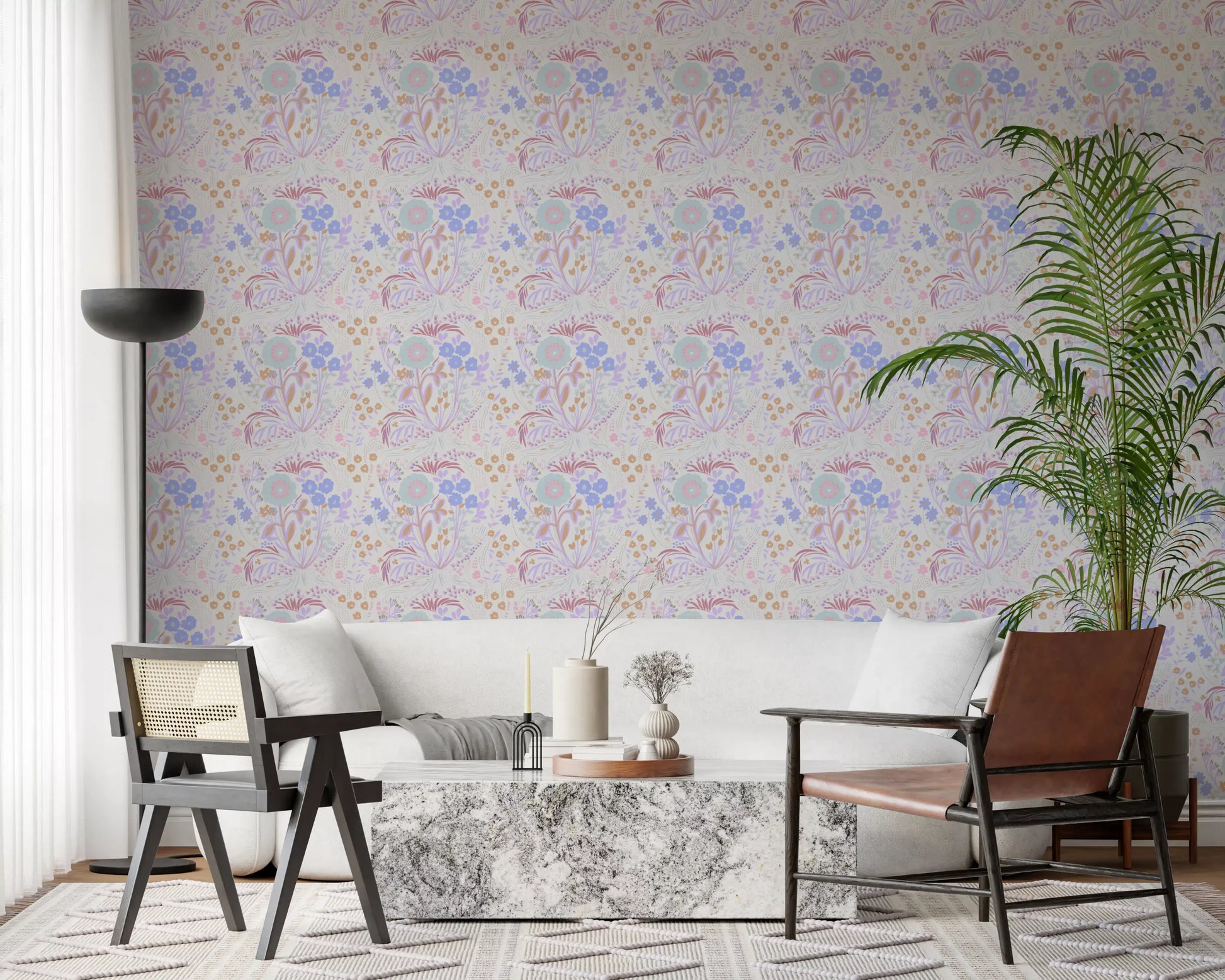 Whimsical Pastel Meadow Floral Wallpaper Wallpaper⁠
