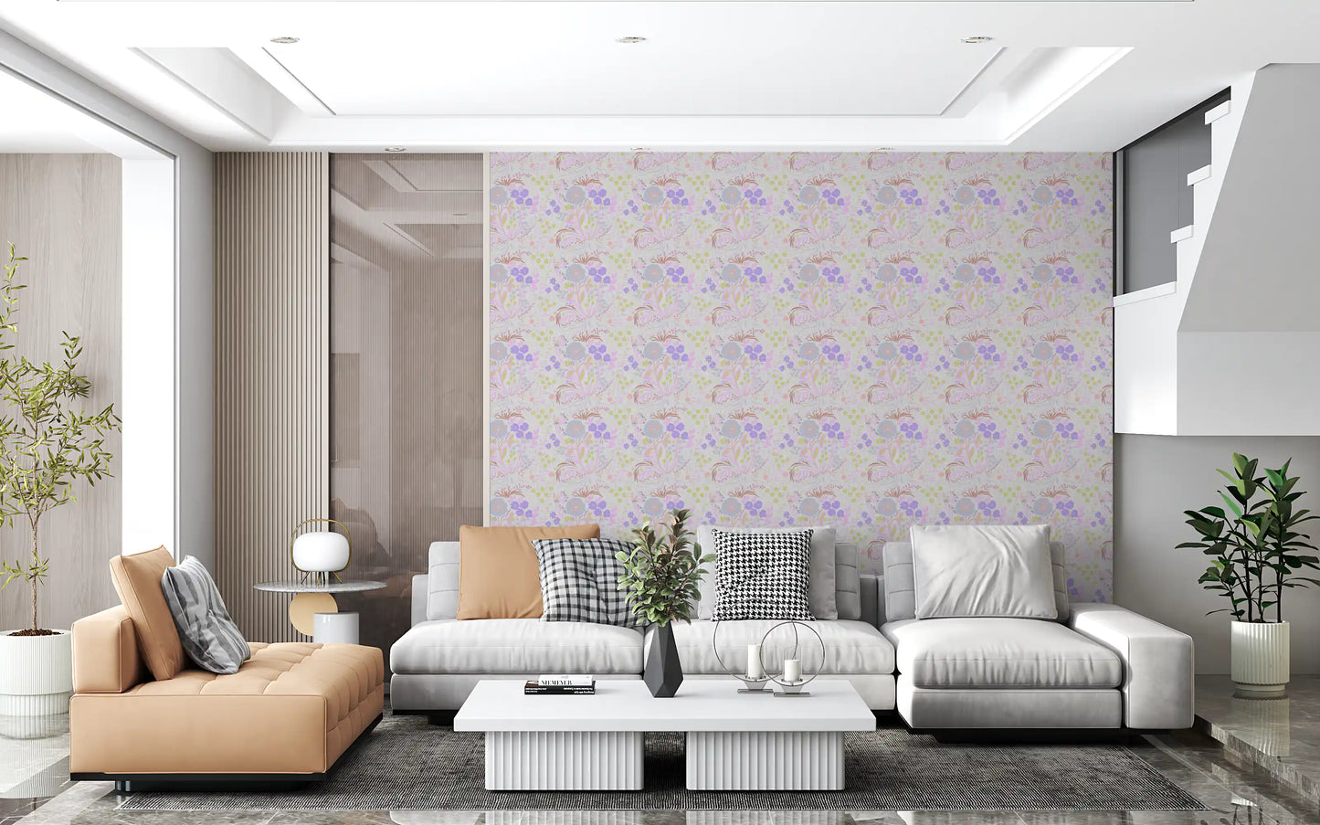 Whimsical Pastel Meadow Floral Wallpaper Wallpaper⁠