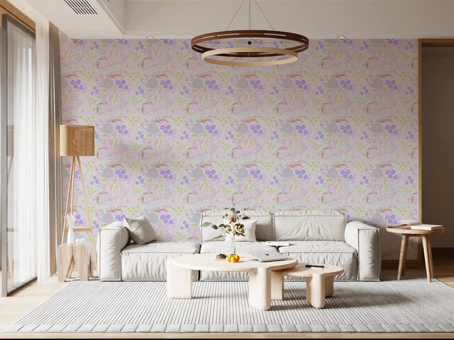 Whimsical Pastel Meadow Floral Wallpaper Wallpaper⁠