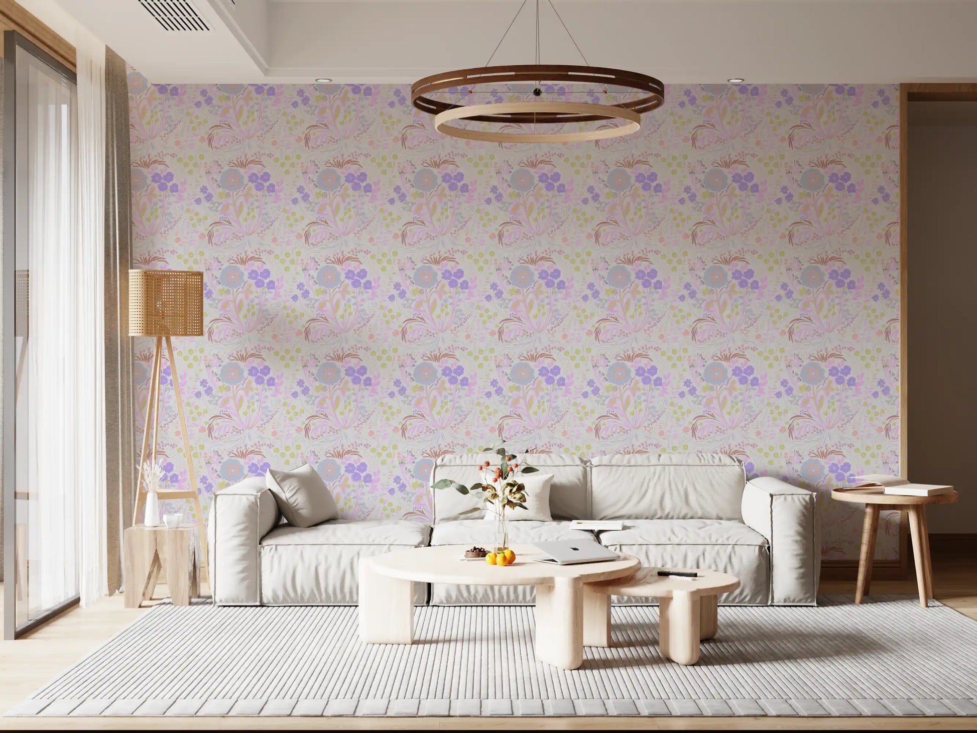 Whimsical Pastel Meadow Floral Wallpaper Wallpaper⁠