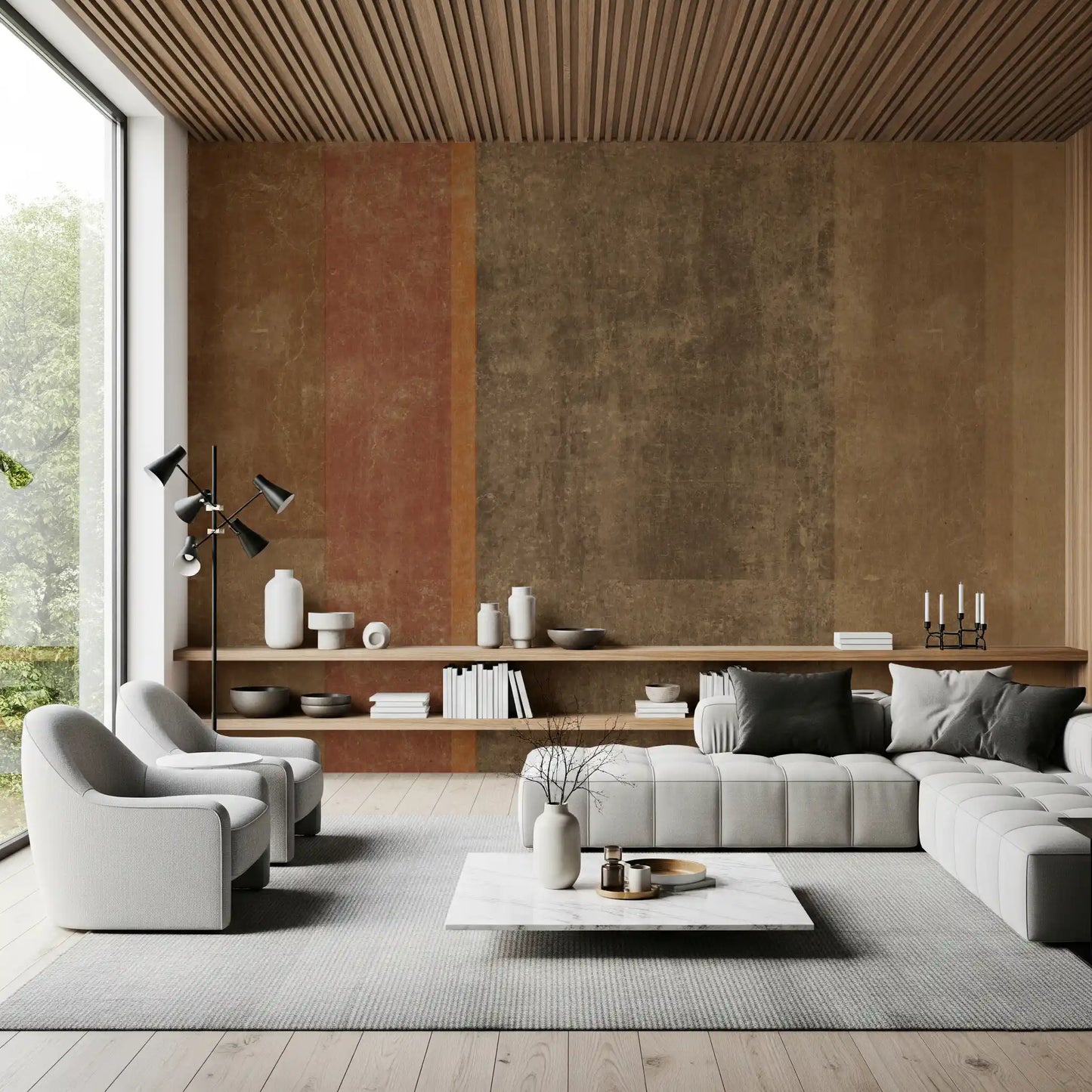 Rustic Earth Tones Color Block Wallpaper Wall Mural