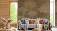 Rustic Sepia Hills Landscape Wallpaper Wall Mural