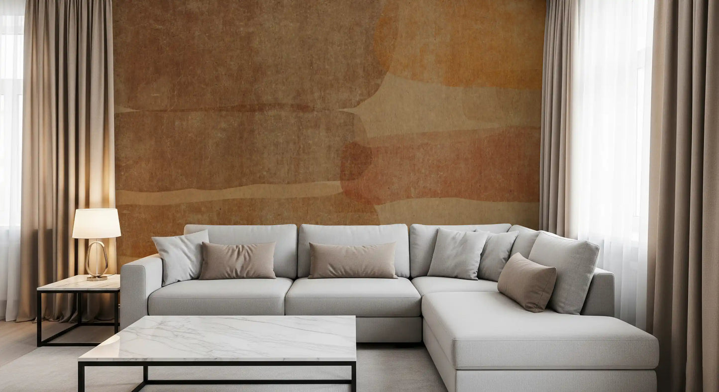 Earthy Terracotta Abstract Layered Wall Mural Wall Mural