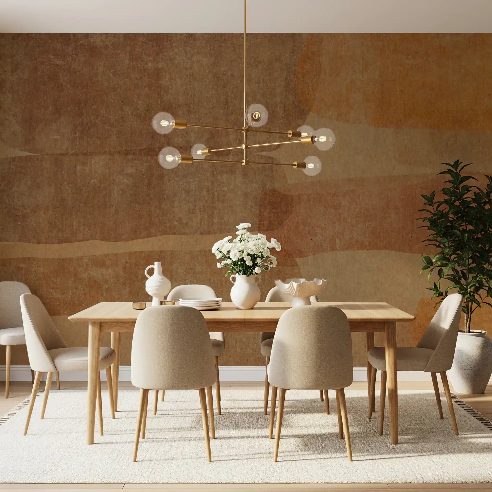 Earthy Terracotta Abstract Layered Wall Mural Wall Mural