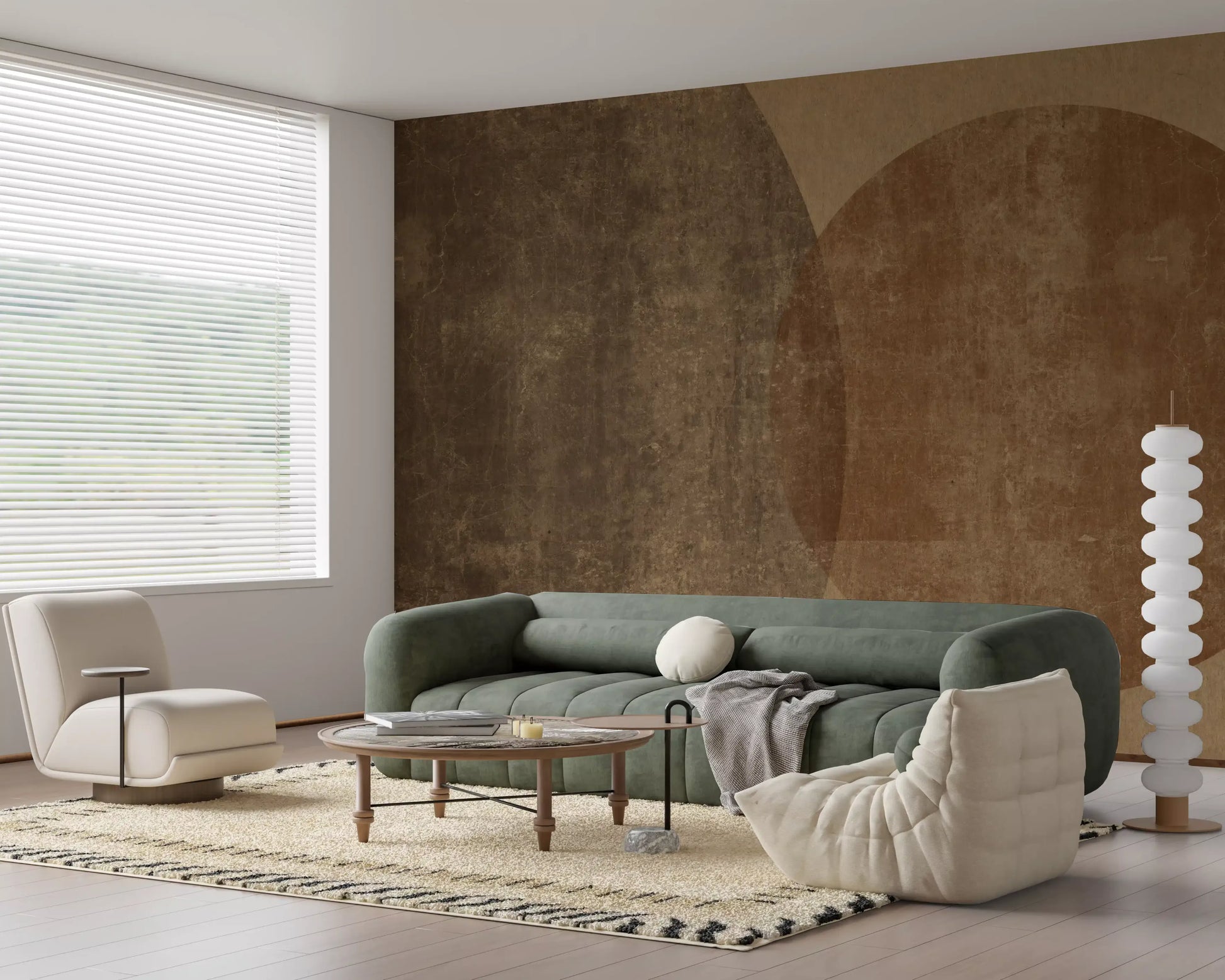 Earthy Geometrics Textured Circles Wall Mural Wall Mural