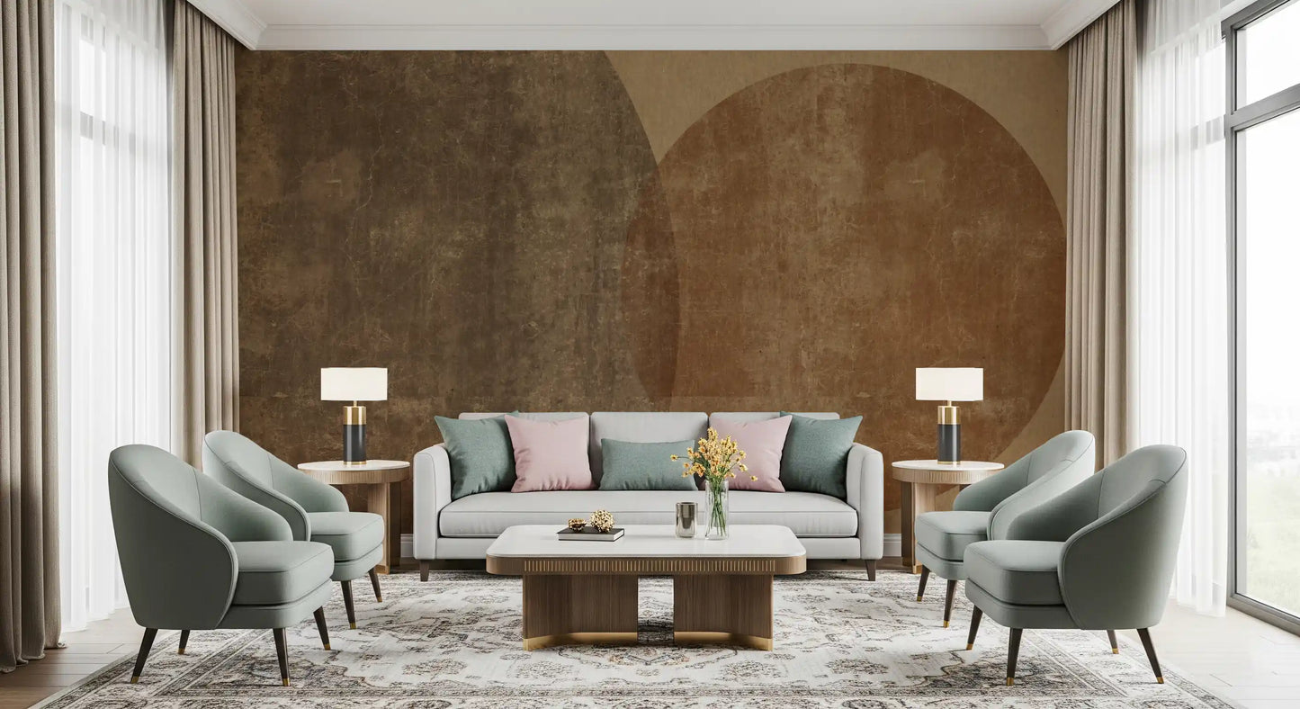 Earthy Geometrics Textured Circles Wall Mural Wall Mural
