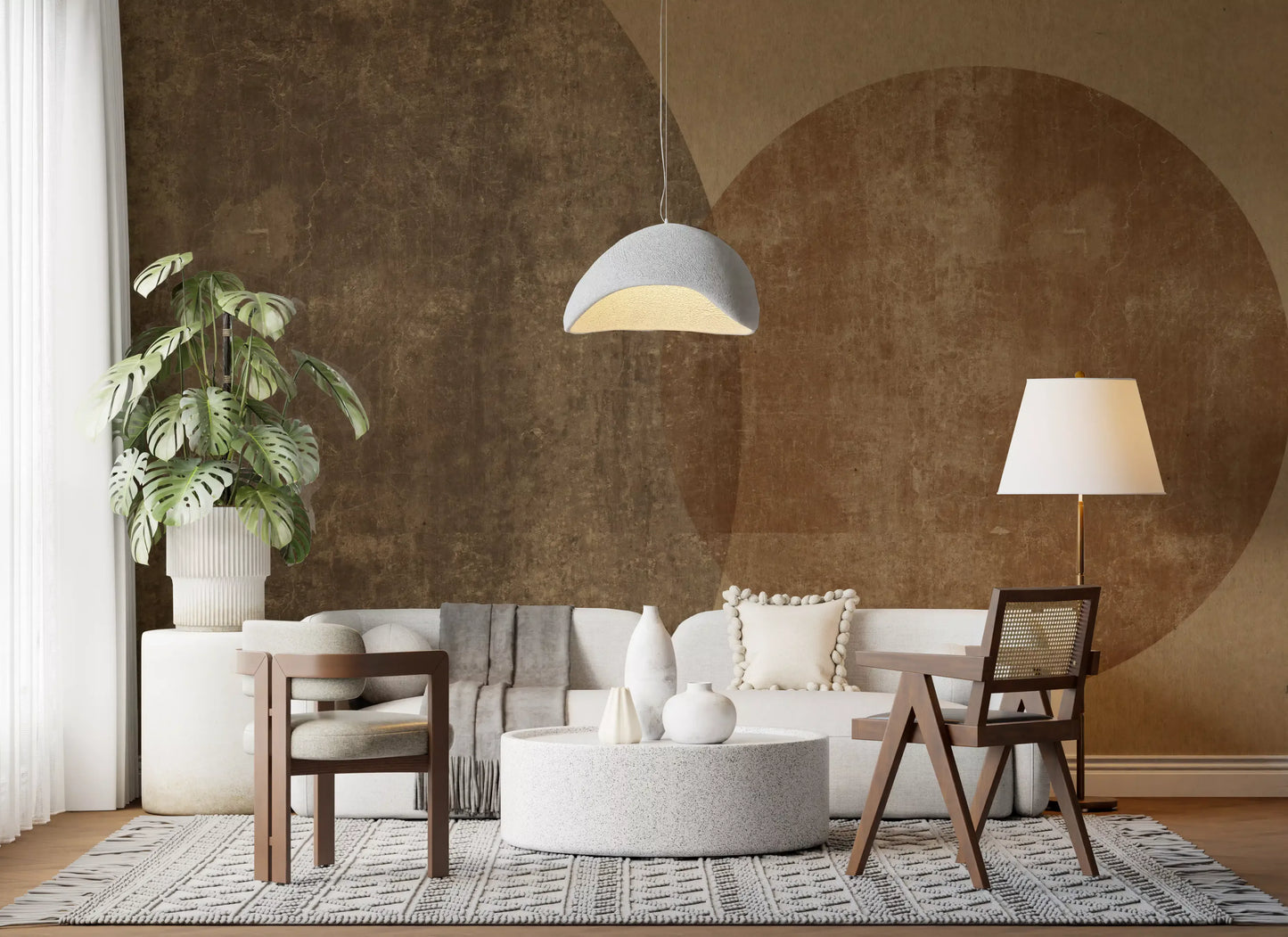 Earthy Geometrics Textured Circles Wall Mural Wall Mural