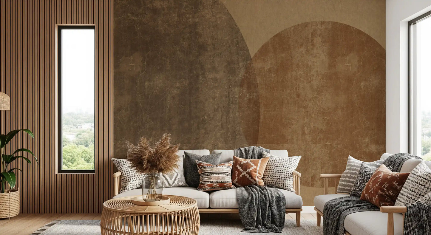 Earthy Geometrics Textured Circles Wall Mural Wall Mural