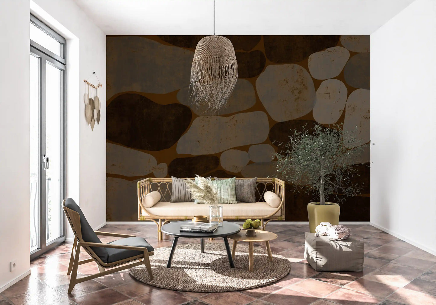Textured Cobblestone Haven Wallpaper Wall Mural