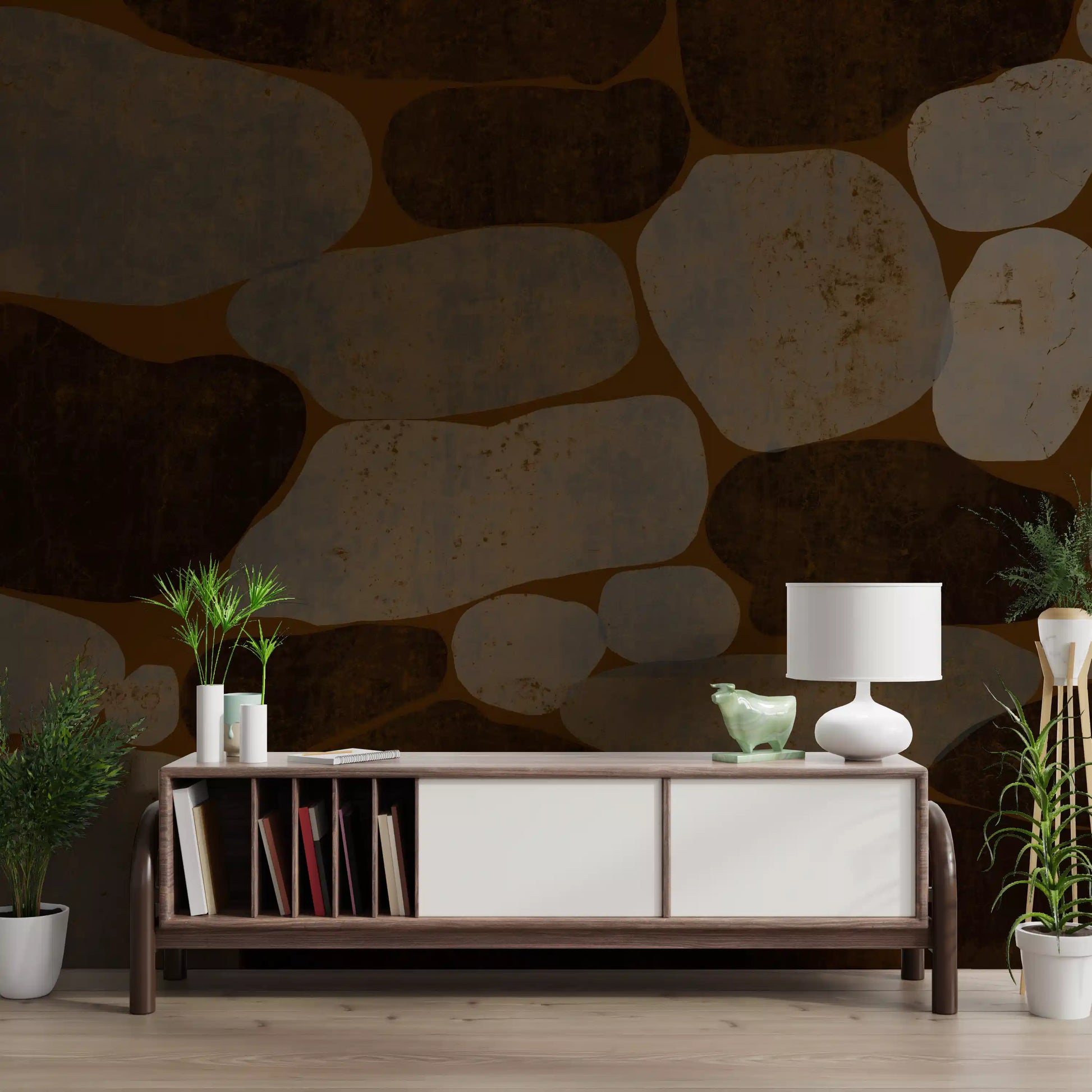 Textured Cobblestone Haven Wallpaper Wall Mural