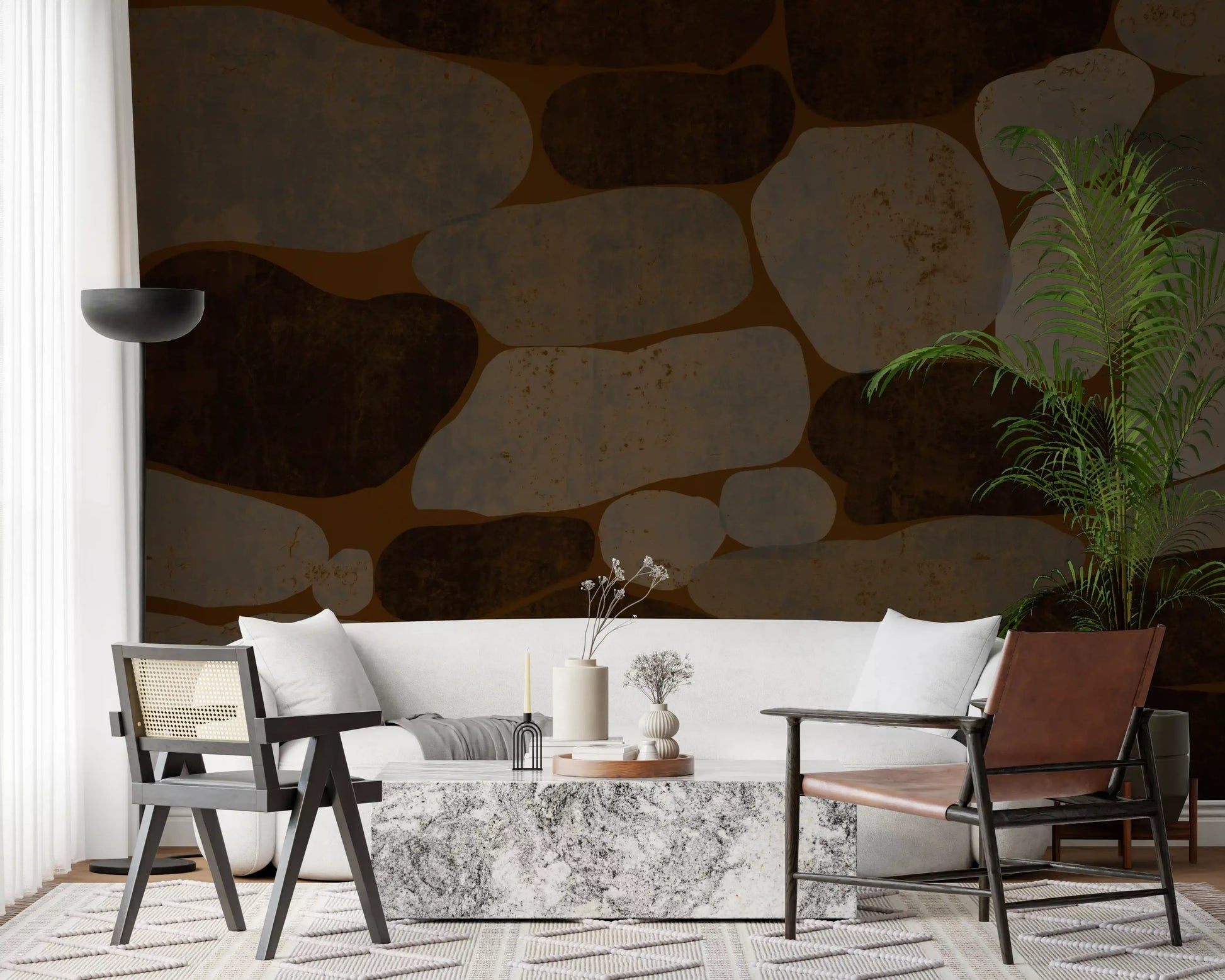 Textured Cobblestone Haven Wallpaper Wall Mural