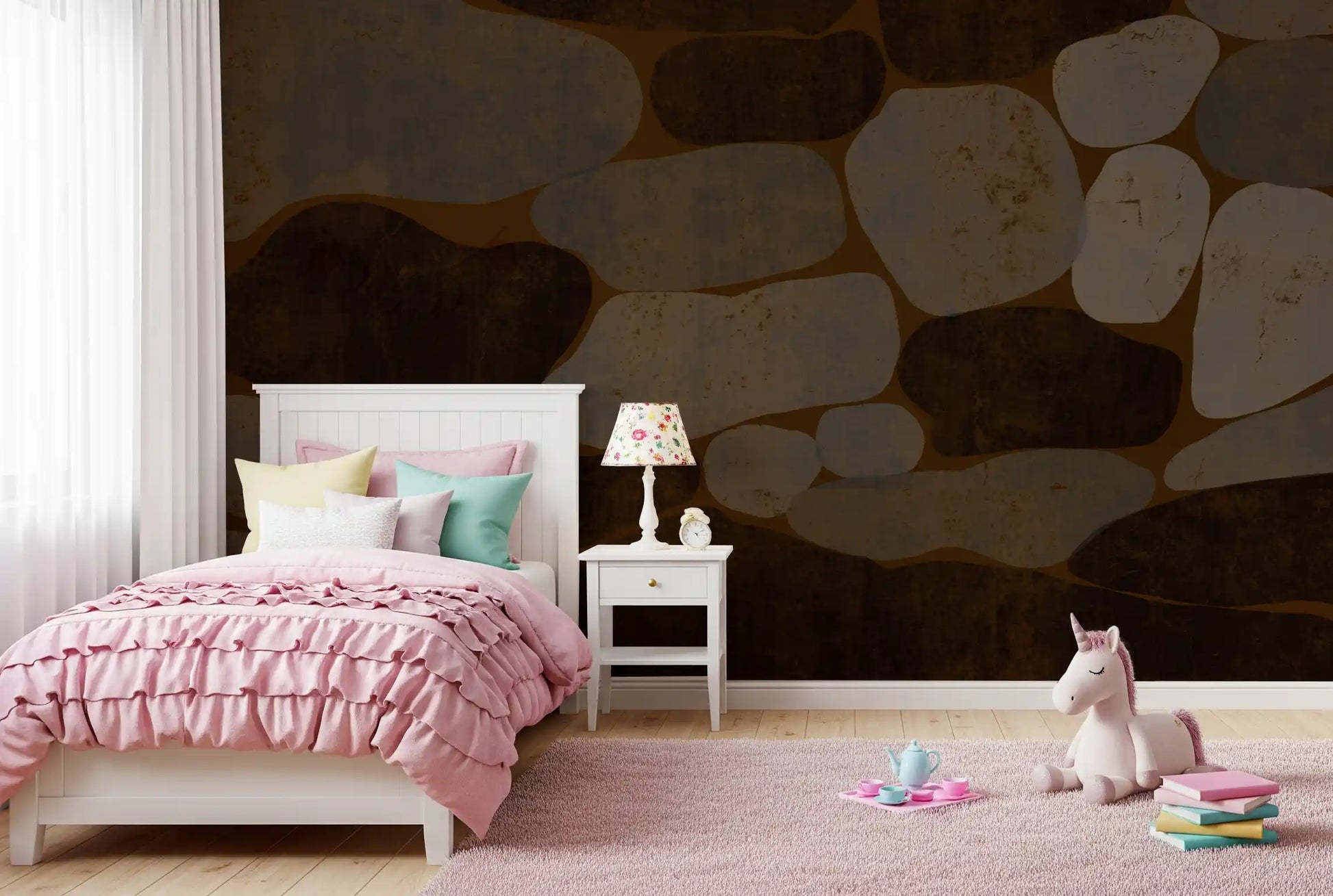 Textured Cobblestone Haven Wallpaper Wall Mural